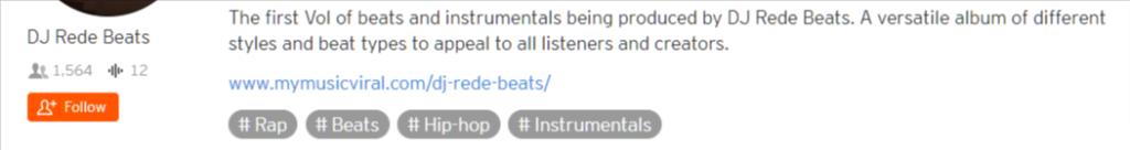 An example of tagging on SoundCloud